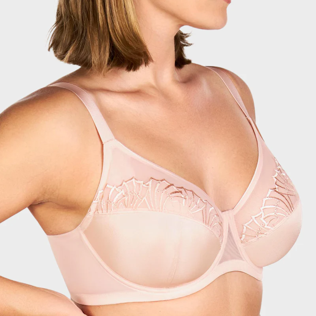 Plus-Size Pearl Shimmer Lace Minimizer Bra