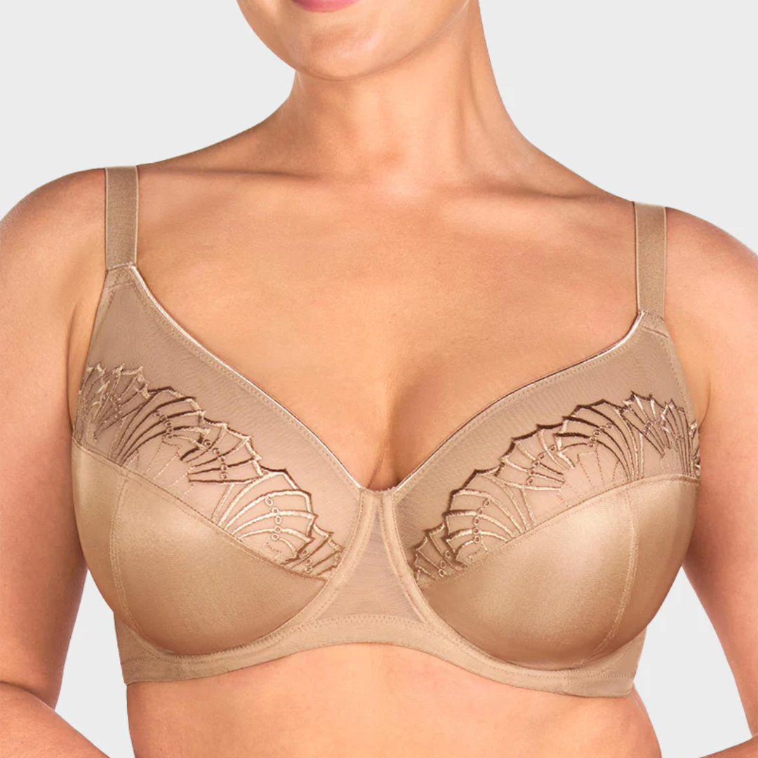 Plus-Size Pearl Shimmer Lace Minimizer Bra